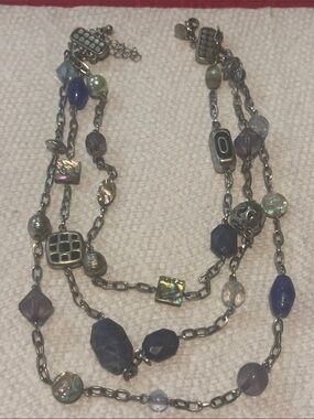 Lia Sophia Multi-Strand Blue and Purple Bead Necklace